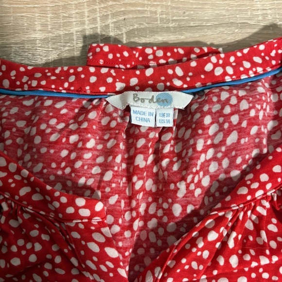 Boden Coral Red Speckled Print Button Front Blouse Top 14 - Picture 3 of 5